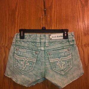 Rock Revival denim shorts in aqua green